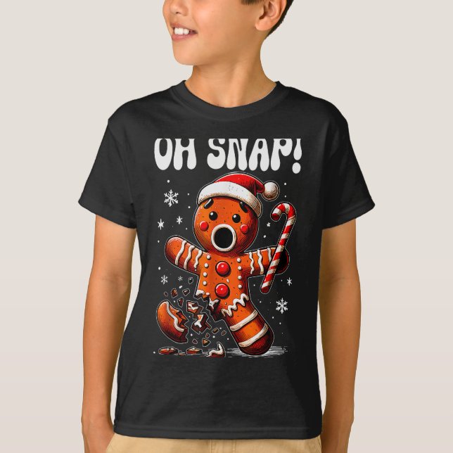 Funny Christmas Gingerbread Man Oh Snap Outfit Paj T Shirt (Framsida)