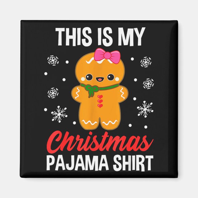 Funny Christmas Gingerbread Man Pajama Pj Outfit G Magnet (Framsidan)