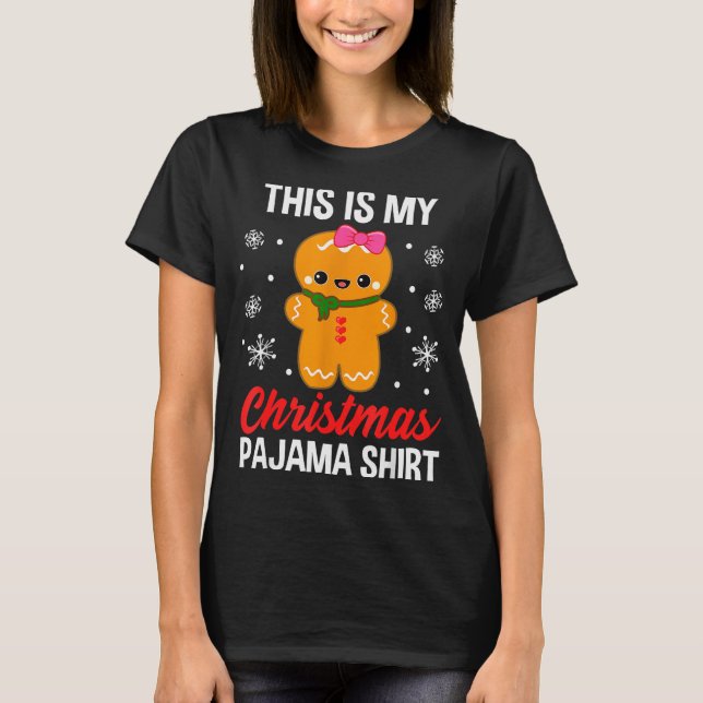 Funny Christmas Gingerbread Man Pajama Pj Outfit G T Shirt (Framsida)