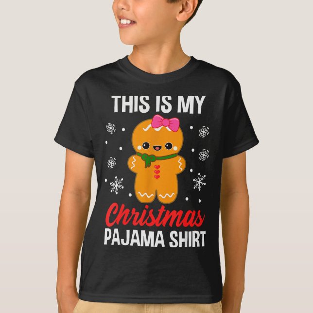 Funny Christmas Gingerbread Man Pajama Pj Outfit G T Shirt (Framsida)
