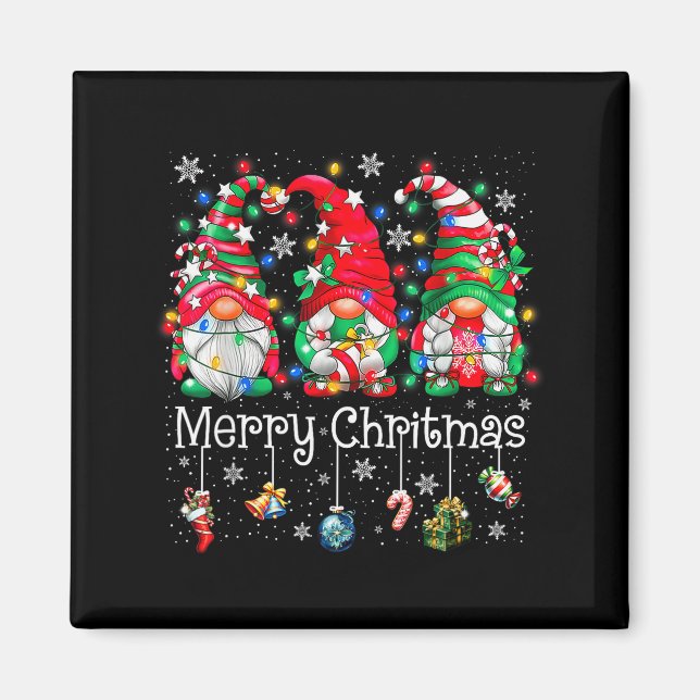 Funny Christmas Gnome Hanging With My Gnomies Fami Magnet (Framsidan)