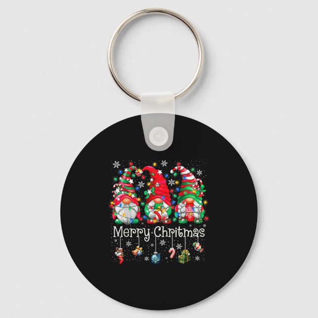Funny Christmas Gnome Hanging With My Gnomies Fami Nyckelring (Framsida)