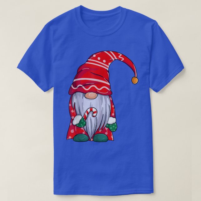 Funny Christmas Gnome Holding Candy Cane  T Shirt (Design framsida)