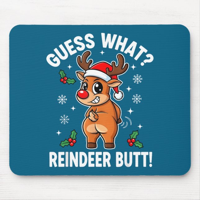 Funny Christmas Guess What Reindeer Butt Santa Hat Musmatta (Framsidan)