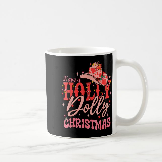Funny Christmas Have A Holly Christmas Jolly Cowgi Kaffemugg (Höger)