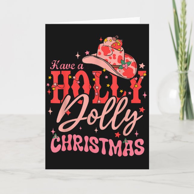 Funny Christmas Have A Holly Christmas Jolly Cowgi Kort (Framsida)