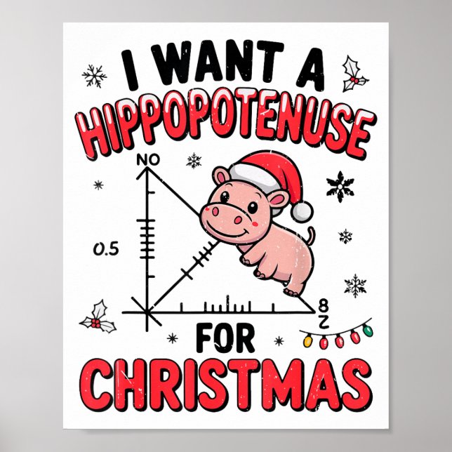 Funny Christmas Hiptamus Math Teacher Gift Ugly Sw Poster (Framsidan)