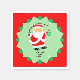 Funny Christmas Holiday Santa Fishing Pappersservett