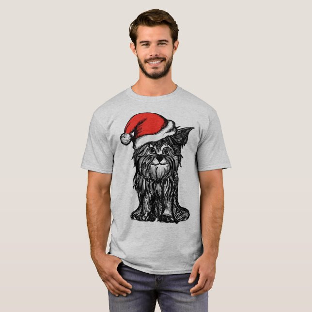 Funny christmas hund Santa T Shirt (Hel framsida)