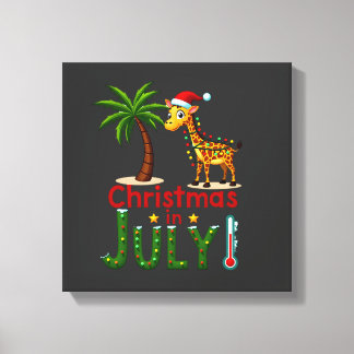 Funny Christmas in July Shirt Santa Giraffe Palm T Canvastryck