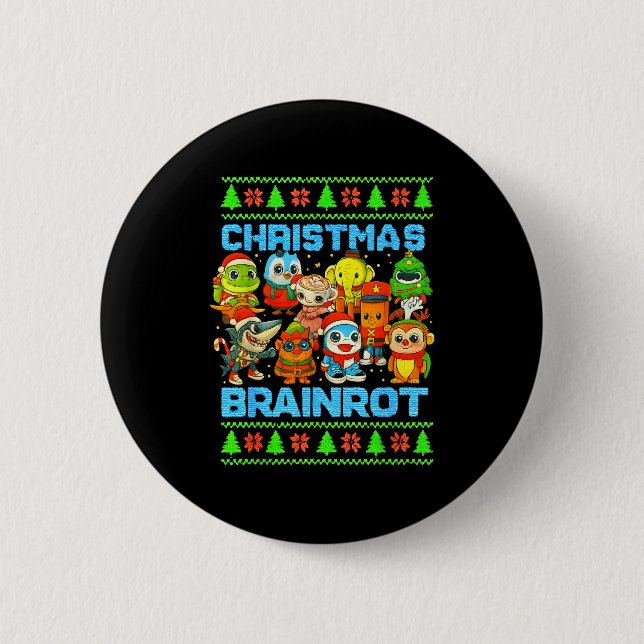 Funny Christmas Italian Brain Rot Italian Brainrot Knapp (Framsida)