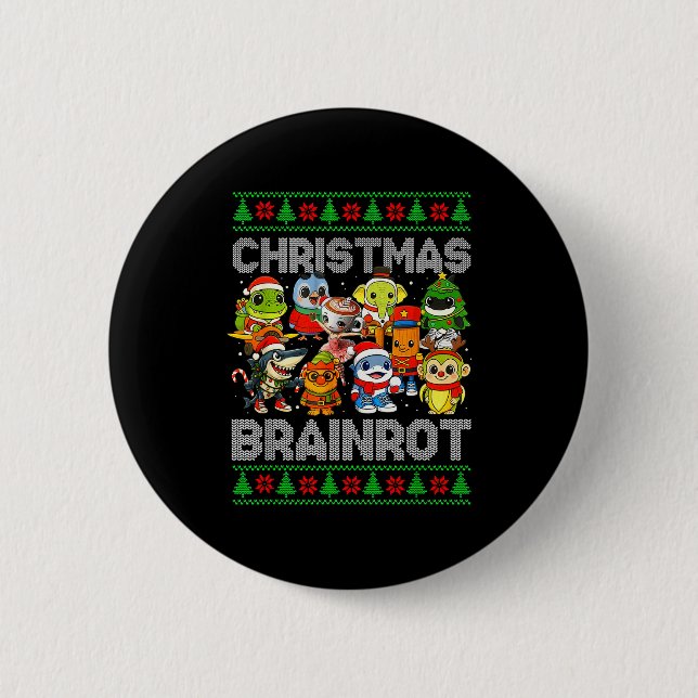 Funny Christmas Italian Brain Rot Italian Brainrot Knapp (Framsida)