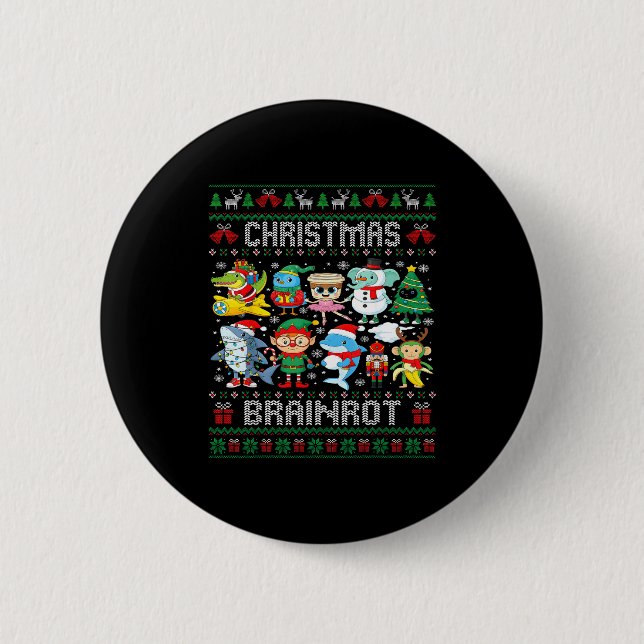 Funny Christmas Italian Brain Rot Italian Brainrot Knapp (Framsida)