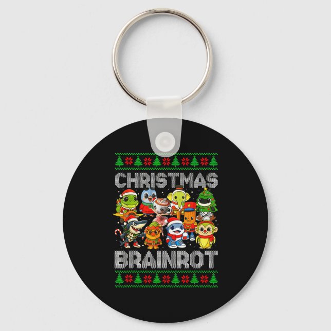 Funny Christmas Italian Brain Rot Italian Brainrot Nyckelring (Framsida)