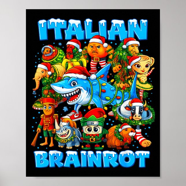 Funny Christmas Italian Brain Rot Italian Brainrot Poster (Framsidan)