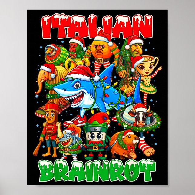 Funny Christmas Italian Brain Rot Italian Brainrot Poster (Framsidan)