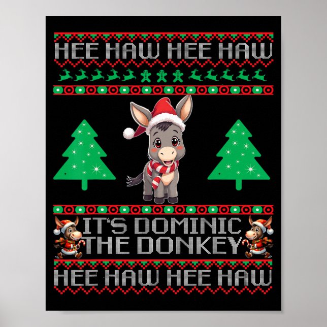 Funny Christmas Italian Christmas Donkey Dominic T Poster (Framsidan)
