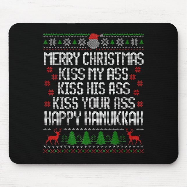 Funny Christmas Kiss My Happy Hanukkah Humor  Musmatta (Framsidan)
