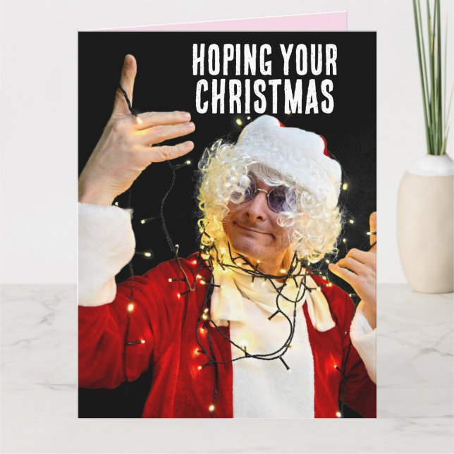 FUNNY CHRISTMAS-KORT "LIT!" SANTA GUY BIG KORT (Framsida)