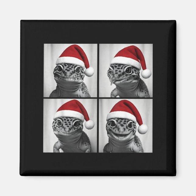 Funny Christmas Leopard Gecko Santa Photo Booth  Magnet (Framsidan)