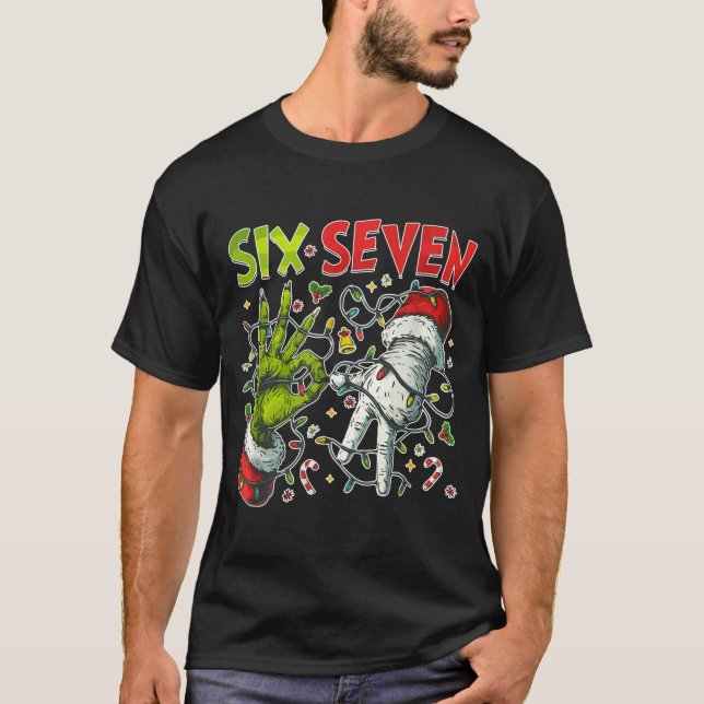 Funny Christmas Lights 6 7 Meme Six Seven Matching T Shirt (Framsida)