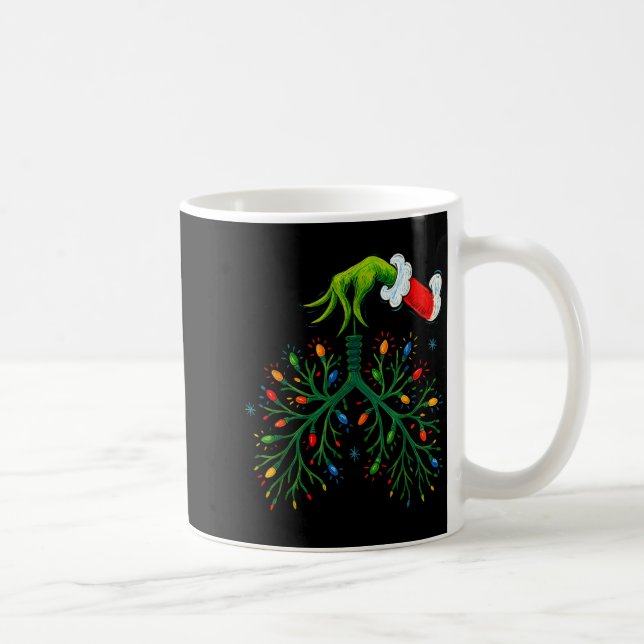 Funny Christmas Lungs Lights Art – Rt Holiday  Kaffemugg (Höger)