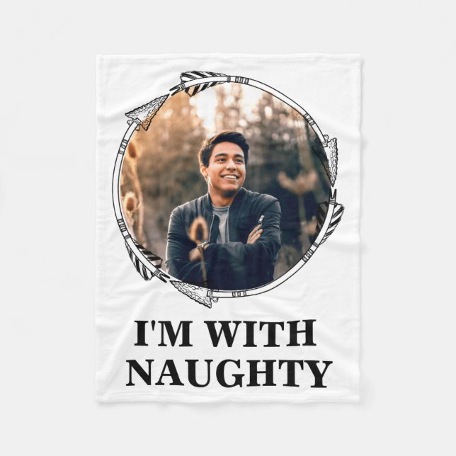 Funny Christmas Matching Couple Naughty Nice Photo Fleecefilt (Framsidan)