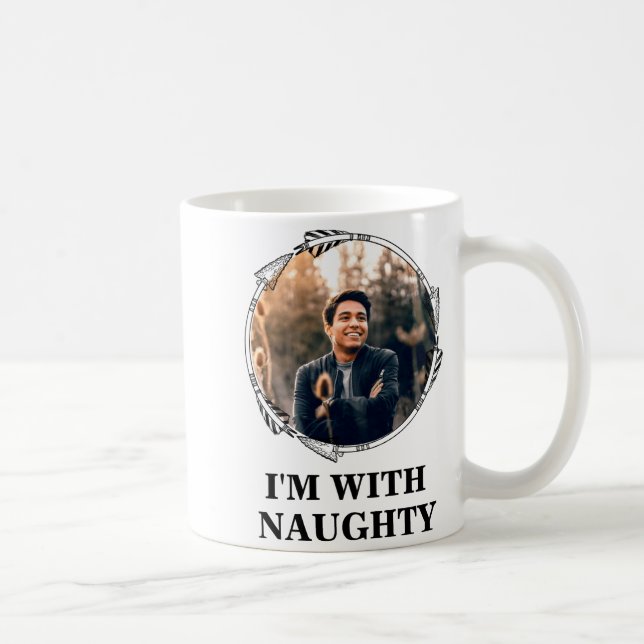 Funny Christmas Matching Couple Naughty Nice Photo Kaffemugg (Höger)