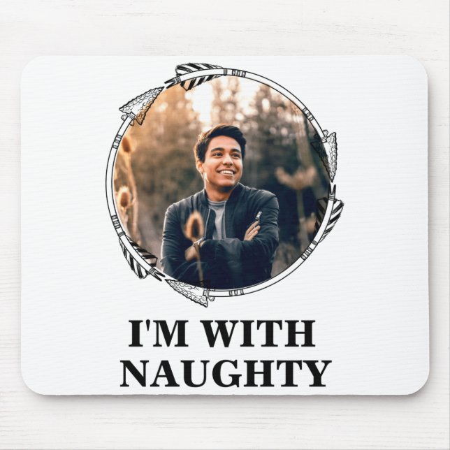 Funny Christmas Matching Couple Naughty Nice Photo Musmatta (Framsidan)
