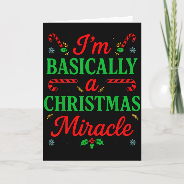 Funny Christmas Miracle Festive Xmas Pajama Humor  Kort (Framsida)
