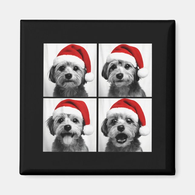 Funny Christmas Morkie Santa Dog Lover Photo Booth Magnet (Framsidan)