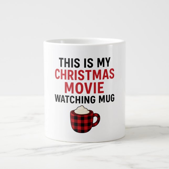 Funny Christmas Movie Watching Mug • Cozy Hot Coco Jumbo Mugg (Framsidan)