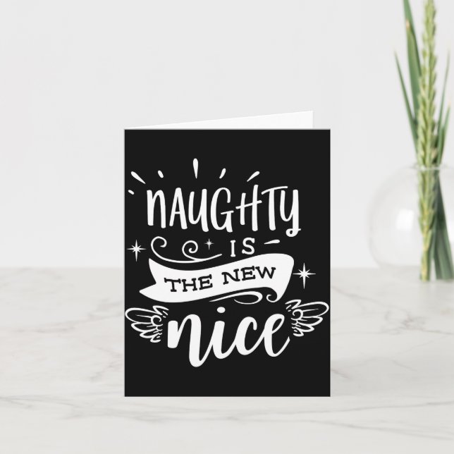 Funny Christmas Naughty Is The New Nice Monogram T Kort (Framsida)
