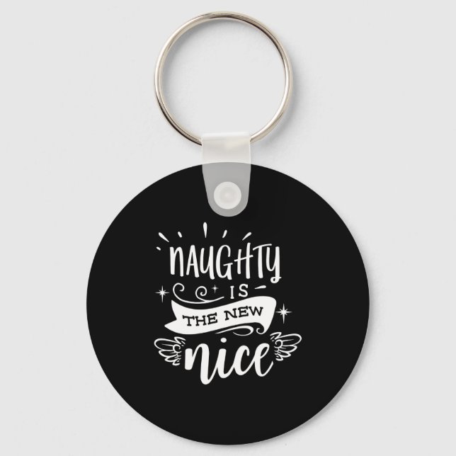 Funny Christmas Naughty Is The New Nice Monogram T Nyckelring (Framsida)