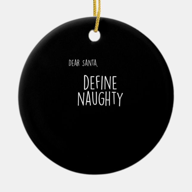 Funny Christmas Naughty Nice Santa Checklist Julgransprydnad Keramik (Framsidan)