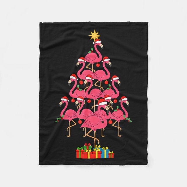 Funny Christmas Nk Flamingo Tree Holiday Bird Love Fleecefilt (Framsidan)