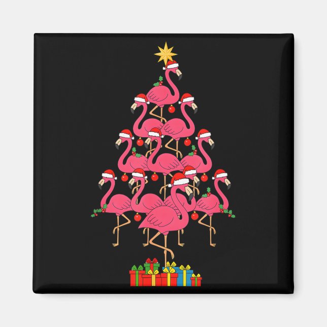 Funny Christmas Nk Flamingo Tree Holiday Bird Love Magnet (Framsidan)