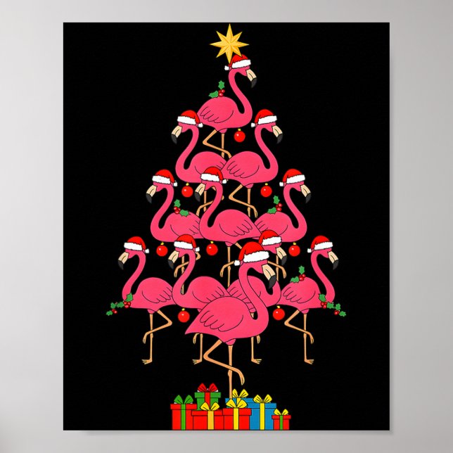 Funny Christmas Nk Flamingo Tree Holiday Bird Love Poster (Framsidan)