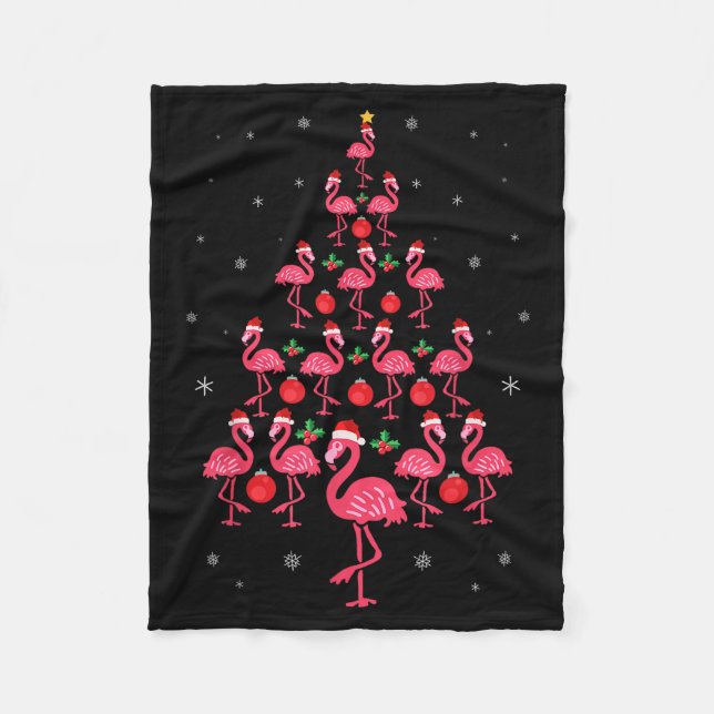 Funny Christmas Nk Flamingo Tree Holiday Gift Bird Fleecefilt (Framsidan)