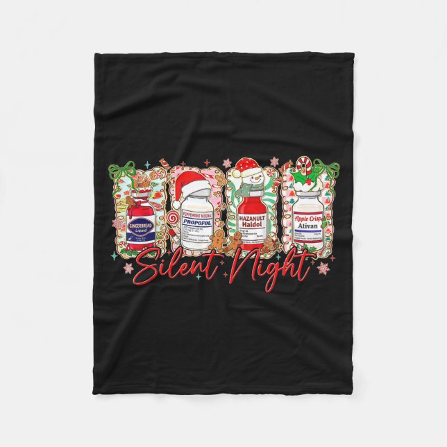 Funny Christmas Nurse Silent Night Medical Humor  Fleecefilt (Framsidan)