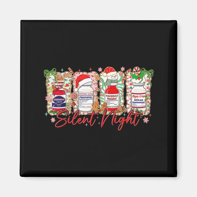 Funny Christmas Nurse Silent Night Medical Humor  Magnet (Framsidan)