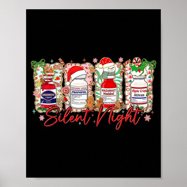 Funny Christmas Nurse Silent Night Medical Humor  Poster (Framsidan)