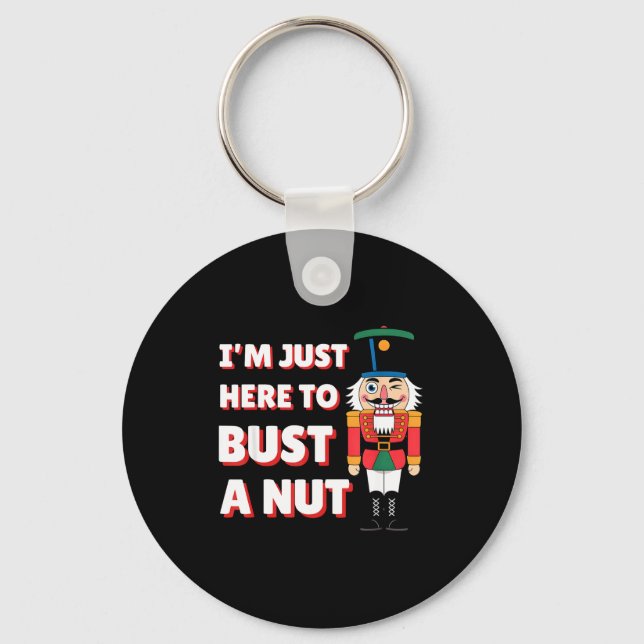 Funny Christmas Nutcracker- Bust A Nut Funny Mens  Nyckelring (Framsida)