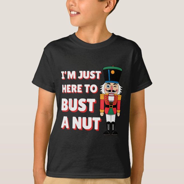 Funny Christmas Nutcracker- Bust A Nut Funny Mens  T Shirt (Framsida)