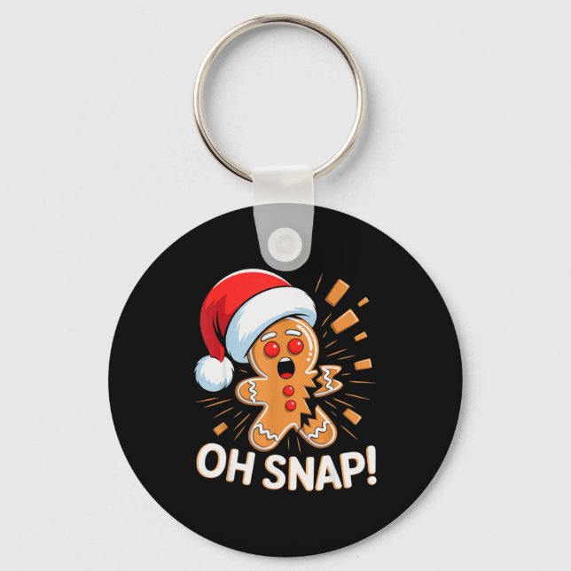 Funny Christmas Oh Snap Gingerbread Man Cookie X M Nyckelring (Framsida)