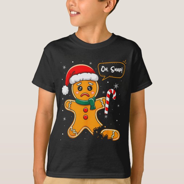 Funny Christmas Oh Snap Gingerbread Man Cookie X M T Shirt (Framsida)