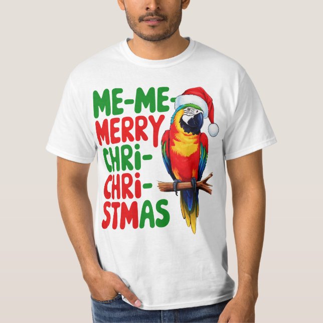 FUNNY CHRISTMAS PARROT T SHIRT (Framsida)