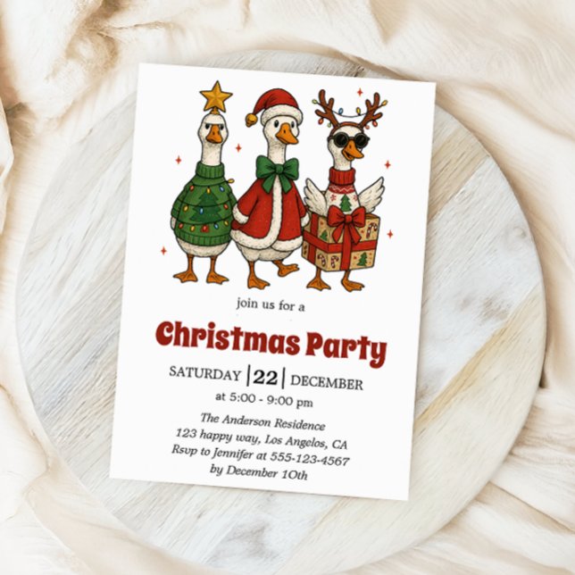 Funny Christmas Party Invitation | Festive Ducks   Inbjudningar (Skapare uppladdad)