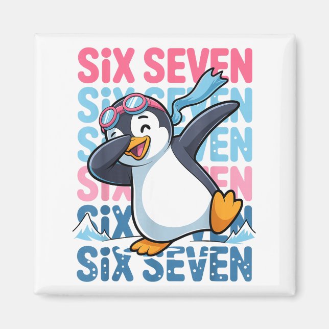 Funny Christmas Penguin Dabbing Xmas Dab Six Seven Magnet (Framsidan)