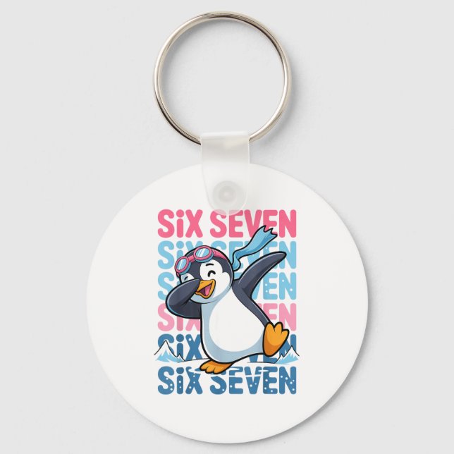 Funny Christmas Penguin Dabbing Xmas Dab Six Seven Nyckelring (Framsida)